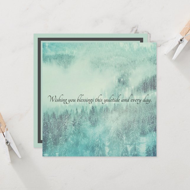 Christmas Evergreen Forest Winter Solstice Card (Front/Back In Situ)