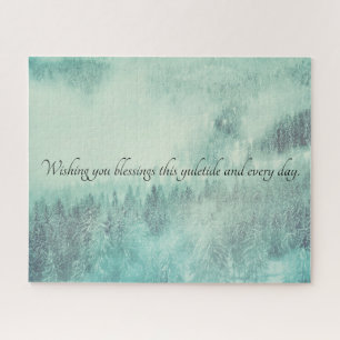 Christmas Evergreen Forest Winter Solstice Jigsaw Puzzle