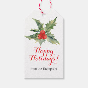 Christmas Evergreen Holly Holiday Gift Tags