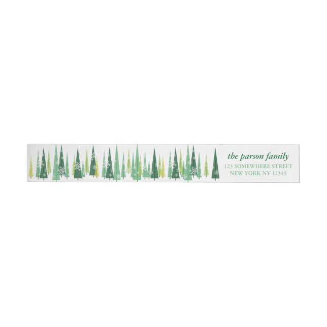 Christmas Evergreens Snowflake Winter Scene Wrap Around Label (Individual)
