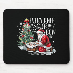 Christmas Every Knee Shall Bow Santa Nativity Scen Mouse Mat