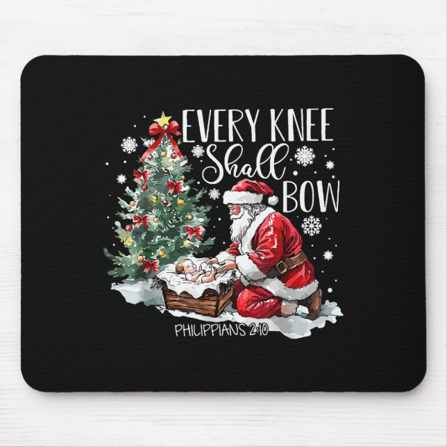 Christmas Every Knee Shall Bow Santa Nativity Scen Mouse Mat (Front)