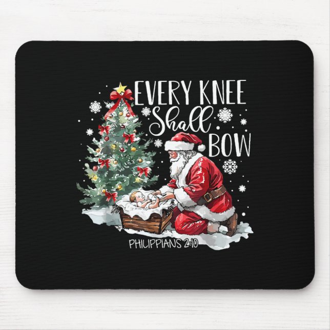 Christmas Every Knee Shall Bow Santa Nativity Scen Mouse Mat (Front)