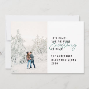 christmas everything is fine typography photo holiday card