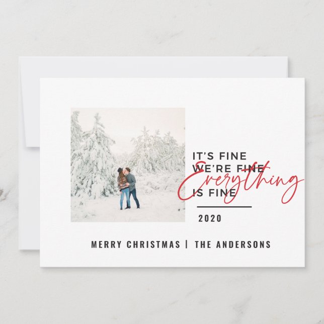 christmas everything is fine typography photo holiday card (Front)