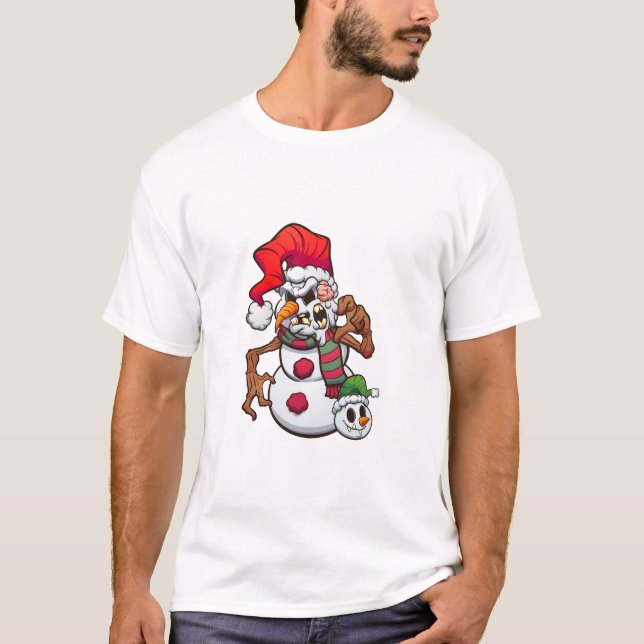christmas evil snowman with small monster head T-Shirt (Front)