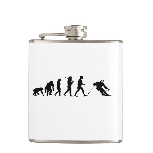 Christmas evolution skier ski skiing hip flask (Front)
