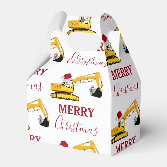 Christmas Excavator Construction Truck  Favour Box (Front Side)