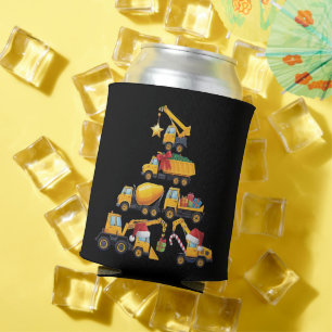 Christmas Excavator Construction Truck Tree Can Cooler