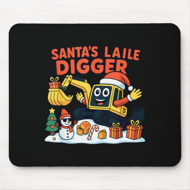 Christmas Excavator Santa Digger Funny Holiday  Mouse Mat (Front)