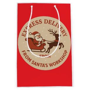 Christmas Express Delivery From Santas Workshop Medium Gift Bag