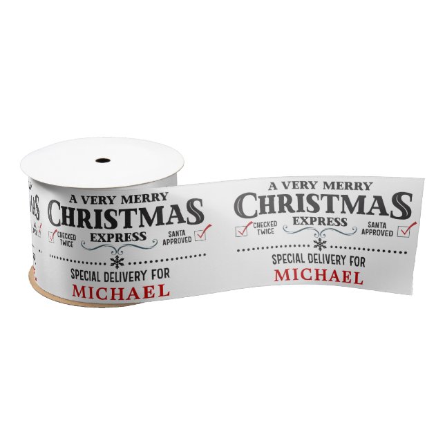 Christmas Express Delivery Personalised Name Satin Ribbon (Spool)