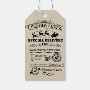 Christmas Express Special Delivery NAUGHTY NICE Gift Tags