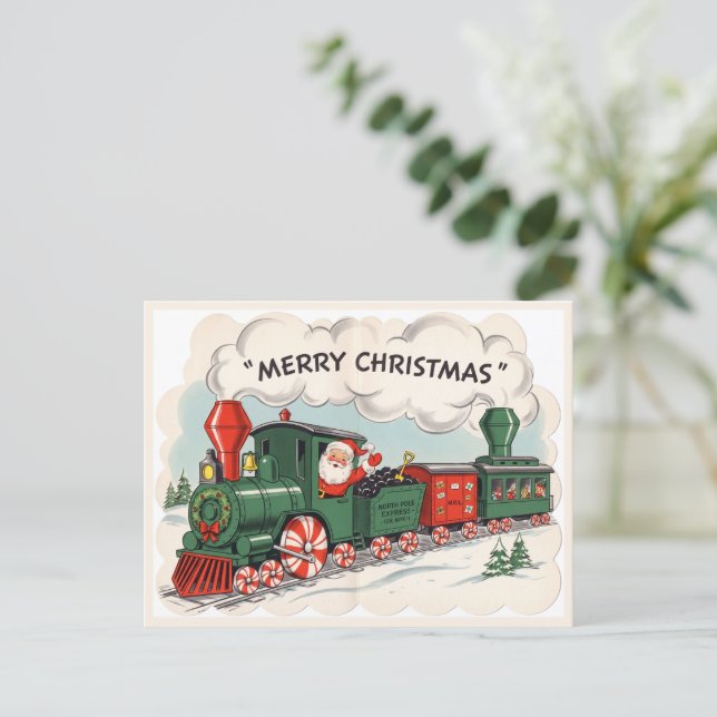 Christmas Express Train Vintage Postcard  (Standing Front)