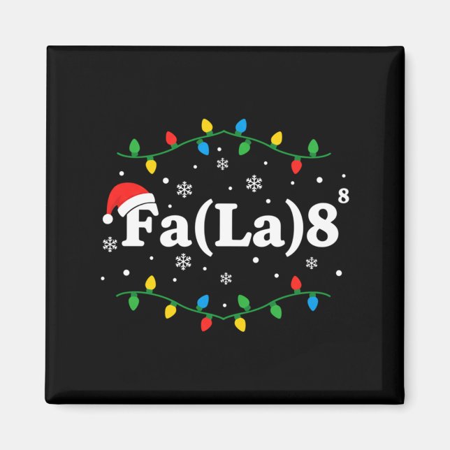 Christmas Fa(la) 8 Funny Caroling Lights Santa Hat Magnet (Front)