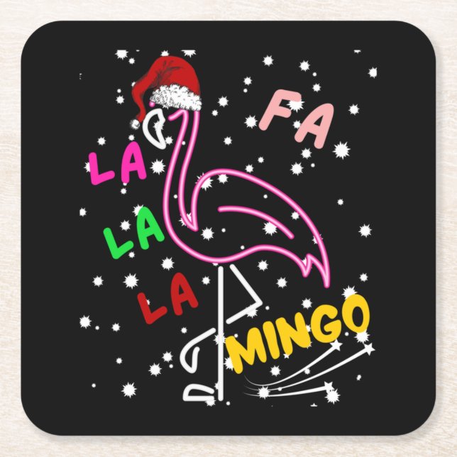 Christmas Fa la la la mingo Essential Square Paper Coaster (Front)