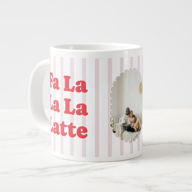 Christmas Fa La La Latte Retro Photo Speciality Mu Large Coffee Mug (Front Left)