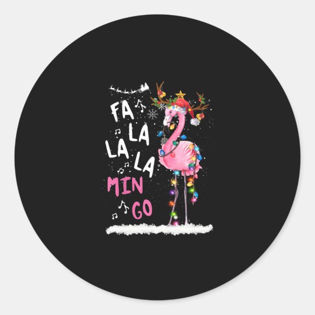 Christmas - Fa-La-La Mingo Flamingo With Christmas Classic Round Sticker (Front)
