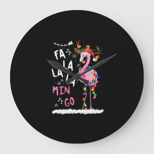 Christmas - Fa-La-La Mingo Flamingo With Christmas Large Clock