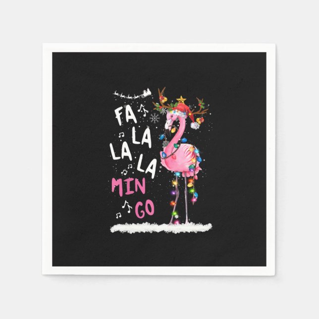 Christmas - Fa-La-La Mingo Flamingo With Christmas Napkin (Front)