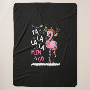 Christmas - Fa-La-La Mingo Flamingo With Christmas Sherpa Blanket