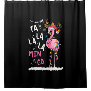 Christmas - Fa-La-La Mingo Flamingo With Christmas Shower Curtain