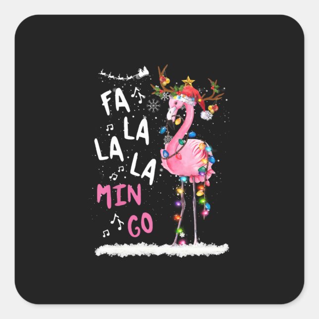 Christmas - Fa-La-La Mingo Flamingo With Christmas Square Sticker (Front)