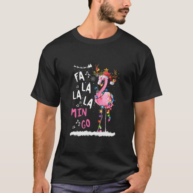 Christmas - Fa-La-La Mingo Flamingo With Christmas T-Shirt (Front)