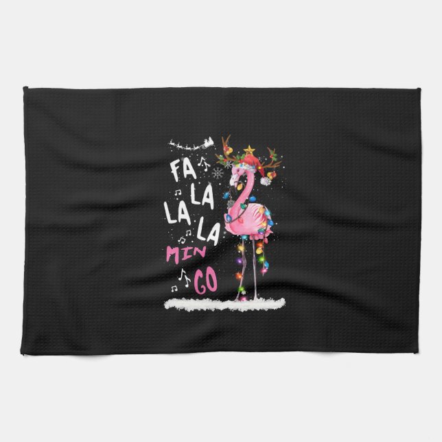 Christmas - Fa-La-La Mingo Flamingo With Christmas Tea Towel (Horizontal)