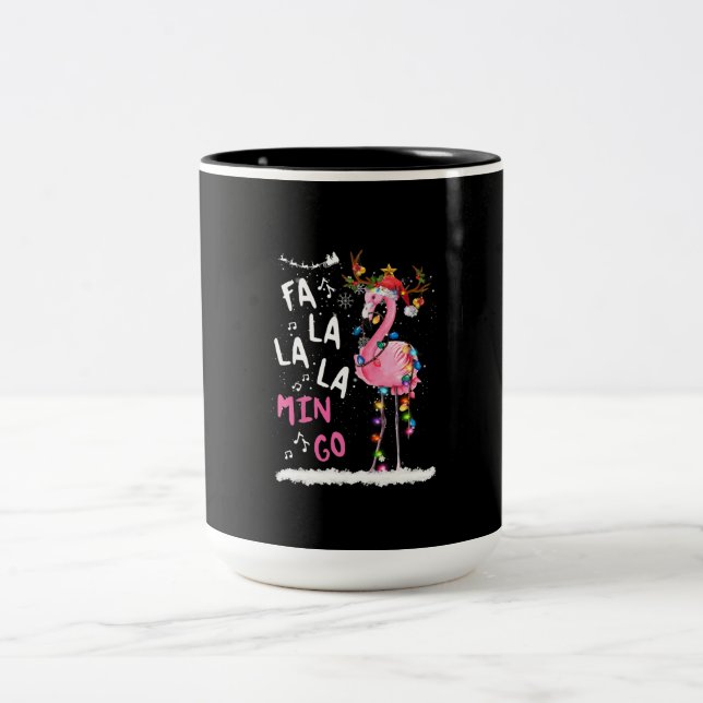 Christmas - Fa-La-La Mingo Flamingo With Christmas Two-Tone Coffee Mug (Center)