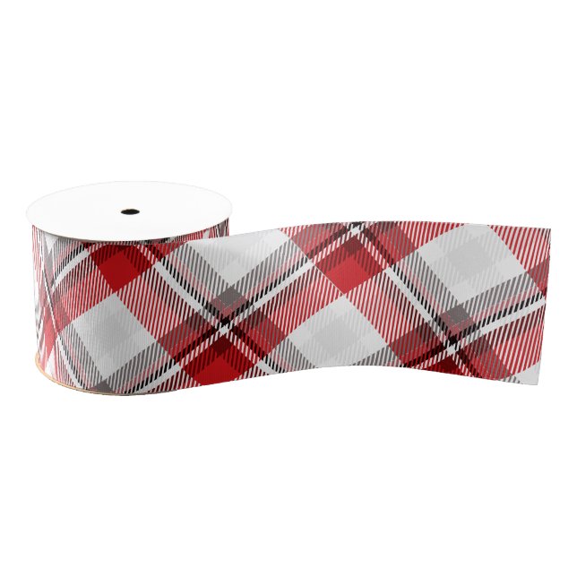Christmas Fabric Plaid & Gingerbread Santa Grosgrain Ribbon (Spool)