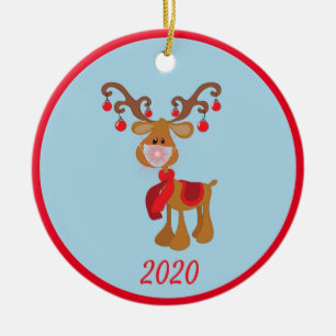 Christmas Face Mask Rudolph Reindeer 2020 Ceramic Tree Decoration