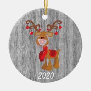 Christmas Face Mask Rudolph Reindeer 2020 Wood Ceramic Tree Decoration