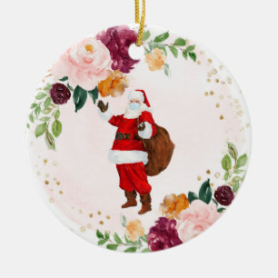 Christmas Face Mask Santa 2020 Ceramic Tree Decoration