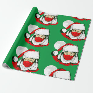 christmas face mask santa claus moon wrapping paper