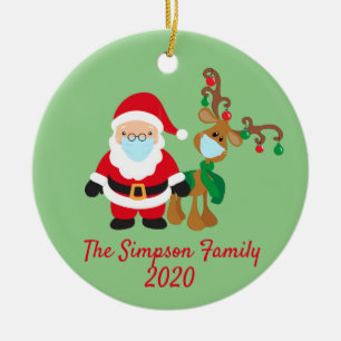 Christmas Face Mask Santa Reindeer Ceramic Tree Decoration