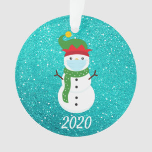 Christmas Face Mask Snowman 2020 Quarantine Ornament