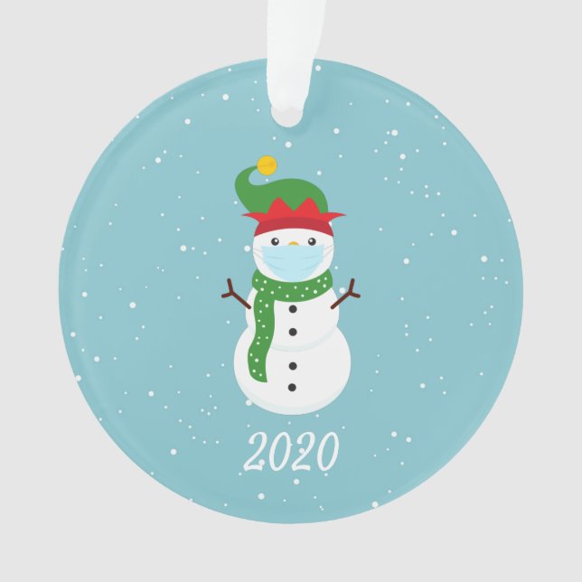 Christmas Face Mask Snowman 2020 Quarantine Ornament (Front)