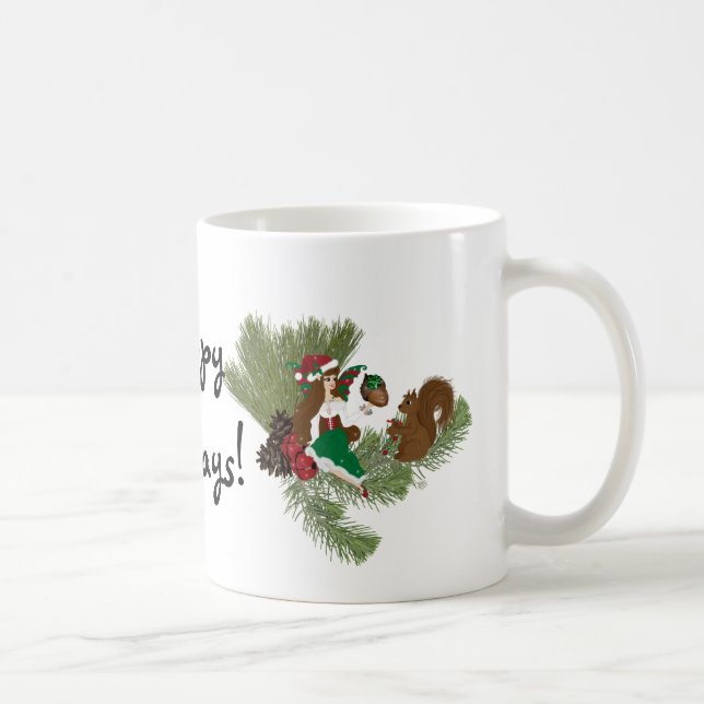 Christmas Faery and Squirrel Gift Giving Mug (Right)