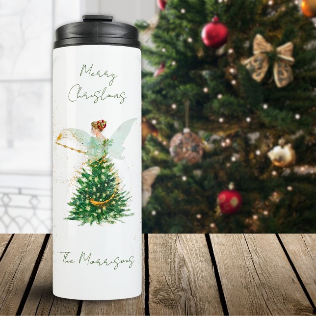 Christmas Fairy 6 Photo Template Dreamy Gold Thermal Tumbler (Creator Uploaded)