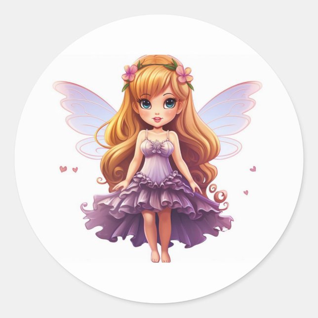 Christmas fairy classic round sticker (Front)
