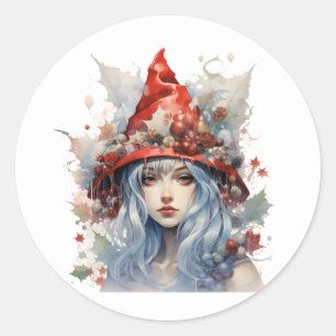 Christmas fairy classic round sticker