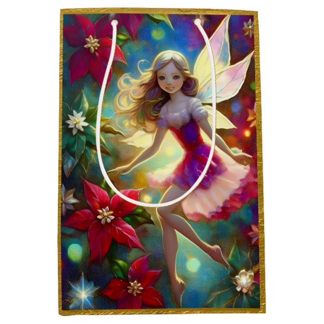 Christmas Fairy Collection - Ash Blonde Hair Medium Gift Bag (Front)