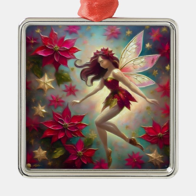 Christmas Fairy Collection - Auburn Hair Metal Tree Decoration (Front)