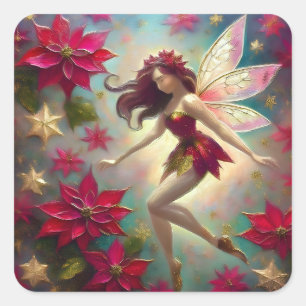 Christmas Fairy Collection - Auburn Hair Square Sticker