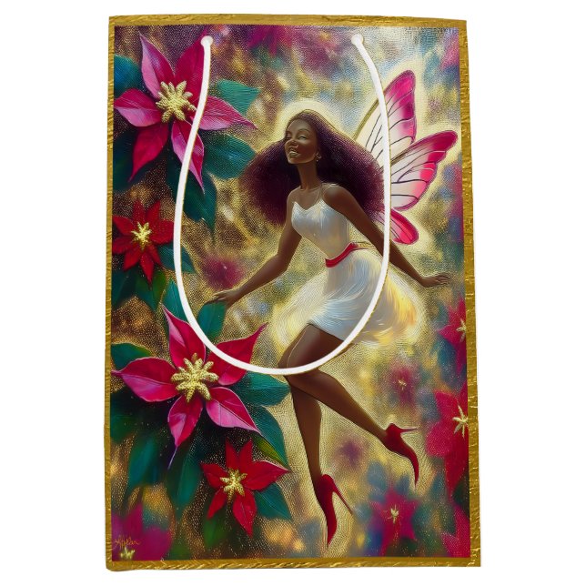 Christmas Fairy Collection - Auburn Natural Hair Medium Gift Bag (Front)