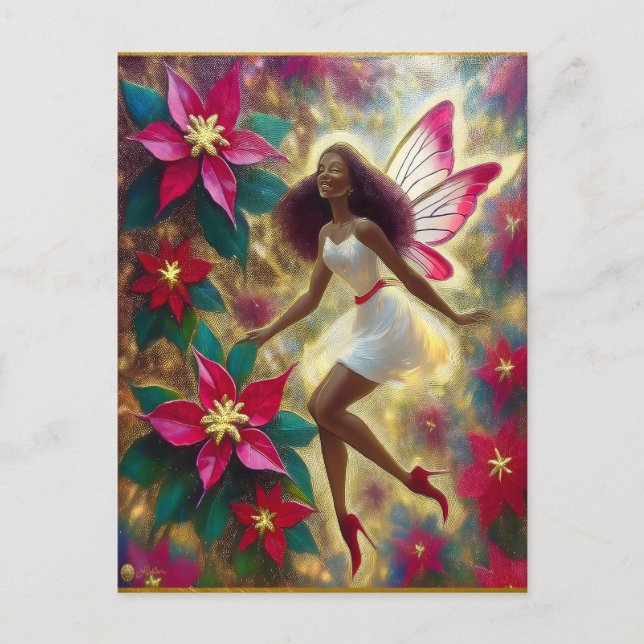 Christmas Fairy Collection - Auburn Natural Hair Postcard (Front)