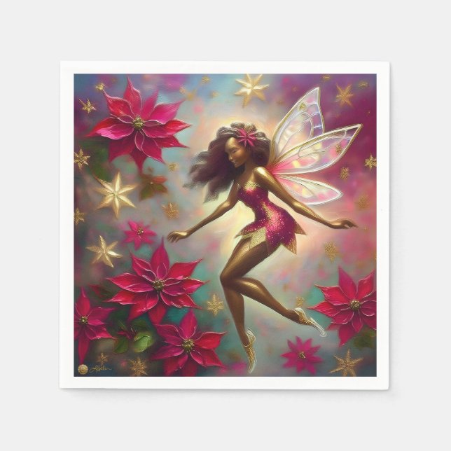 Christmas Fairy Collection - Brown Natural Hair Napkin (Front)