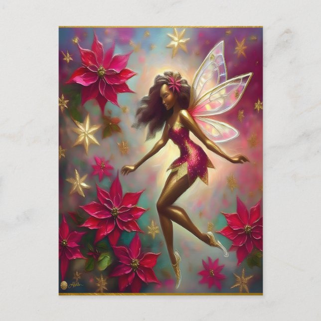 Christmas Fairy Collection - Brown Natural Hair Postcard (Front)