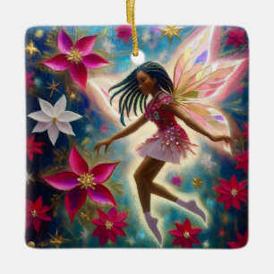 Christmas Fairy Collection - Cornrows Braids Hair Ceramic Ornament